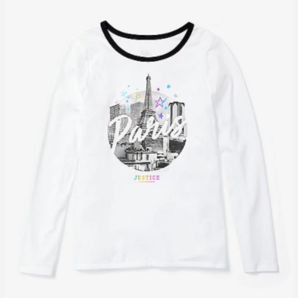 NWT Justice Paris Ringer Long Sleeve Top